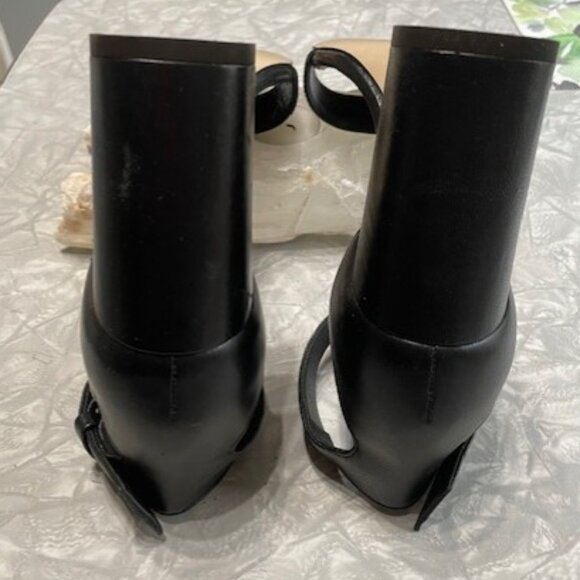 J. CREW Buckle-Strap Block Heels in Black & White Leather Made in Italy Size 6 - Picture 4 of 5